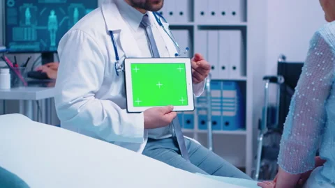 Horizontal green screen chroma tablet Stock Footage 136344557