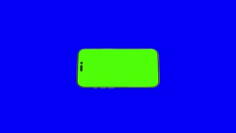 Horizontal Green Screen Smartphone Mockup Animation on Bright Blue Background, L Stock Footage 341927332