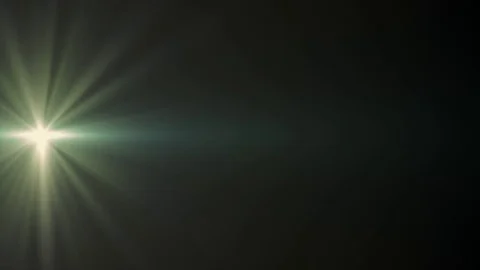 Horizontal green sun star moving lights optical lens flares shiny animation art Stock Footage 84924819