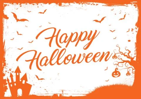 Horizontal Halloween background with grunge border Stock Illustration
