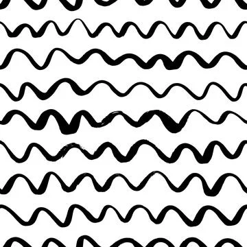 Horizontal hand drawn wavy lines seamless pattern Stock Illustration