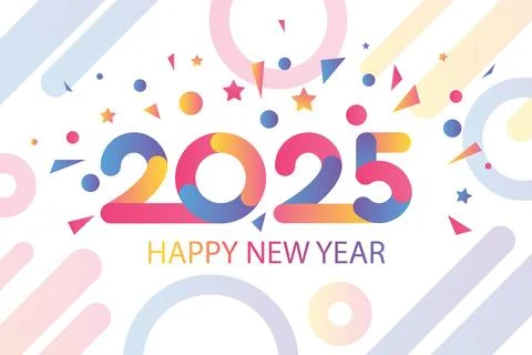 Horizontal Happy 2025 New Year Holiday Poster Template Stock Illustration