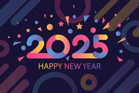 Horizontal Happy 2025 New Year Holiday Poster Template Stock Illustration