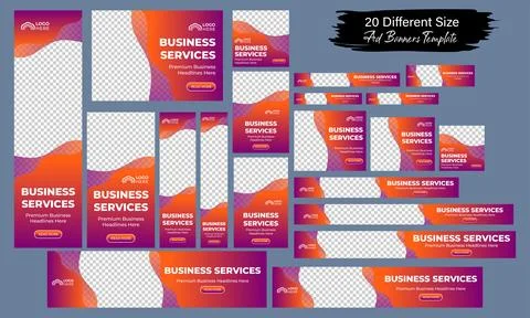 Horizontal header web banner. Vector horizontal and vertical web ads banner Stock Illustration