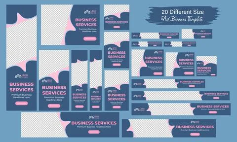 Horizontal header web banner. Vector horizontal and vertical google web ads post Stock Illustration