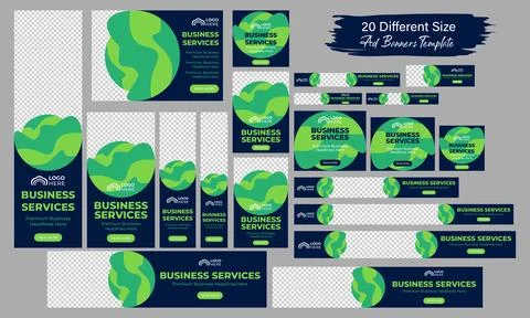 Horizontal header web banner. Vector horizontal and vertical google web ads post Stock Illustration