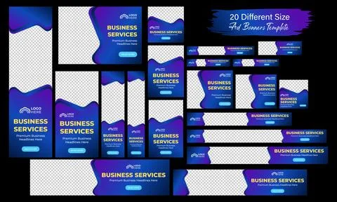 Horizontal header web banner. Vector horizontal and vertical google web ads post Stock Illustration