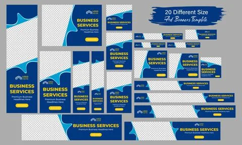 Horizontal header web banner. Vector horizontal and vertical google web ads post Stock Illustration