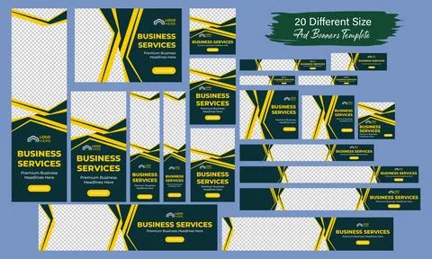 Horizontal header web banner. Vector horizontal and vertical google web ads post Stock Illustration