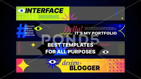 Horizontal Headers Set. Designs for Blog Channels, Portfolios: Royalty ...