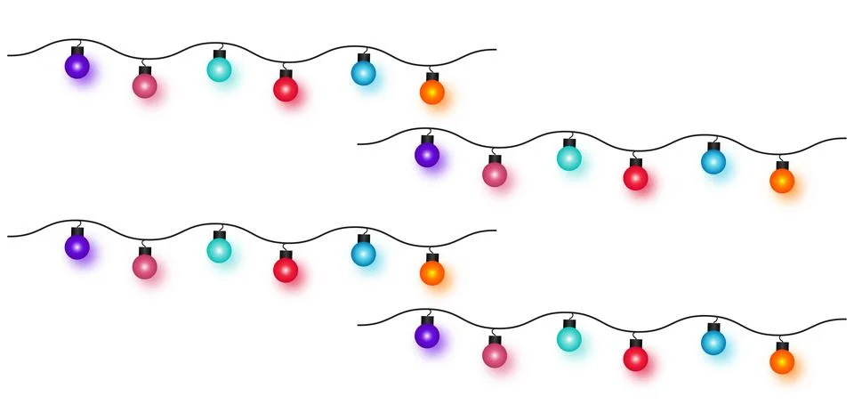 Horizontal Holiday Bulb Pattern with Repeating Glow and Festive Wire Arrang.. Illustration