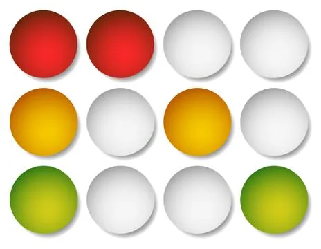 Horizontal illuminated / glowing traffic lights, semaphores in sequence Illustration