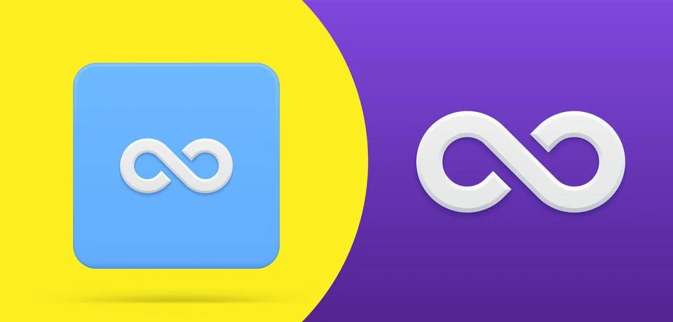 Horizontal infinity simple 3d icon button vector illustration. Dynamic eter.. Stock Illustration
