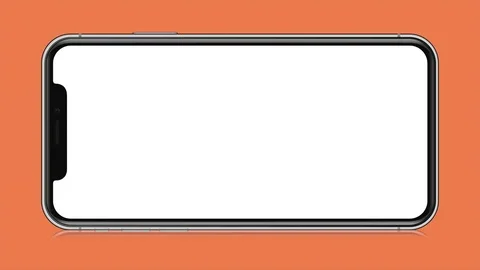 Horizontal iPhone X Mobile Phone Vector Illustration, Orange Background Stock Footage 83392810