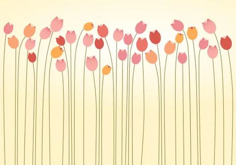 Horizontal Layer of Tulips Stock Illustration