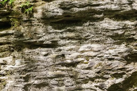 Horizontal layers of rocks, opened as a result of tectonic fault Stock Photos