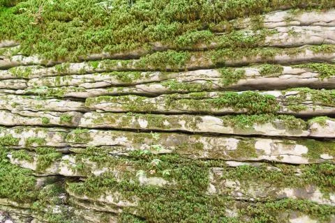 Horizontal layers of rocks, opened as a result of tectonic fault Foto stock