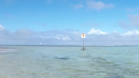 Horizontal left to right close up view of look out from Avaavaroa Cook Islands t Stock Footage 235310194