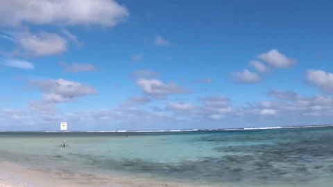 Horizontal left to right distant view of look out from Avaavaroa Cook Islands to Stock Footage 235310352