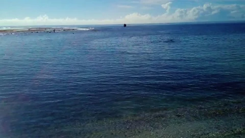 Horizontal left to right distant view of look out from Avarua Cook Islands to no Stock Footage 235318456