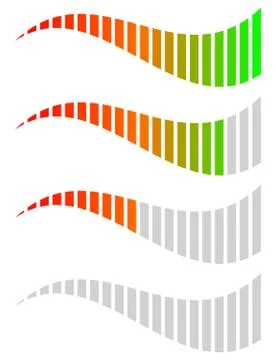 Horizontal level, progress, completion indicators. Steps, phases, stages, com Illustrazione stock