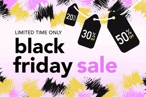 Horizontal light background with bright strokes of paint black friday sale Stock Illustration