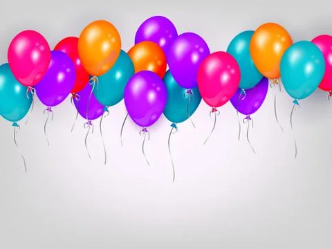 Horizontal line, border of shiny colorful balloons Stockillustratie