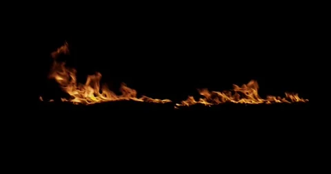 Horizontal Line Fire VFX Overlay On Black Screen Vídeo Stock 332722077