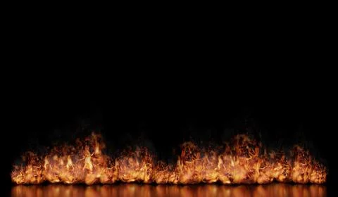 Horizontal Line of Small Flames - 3d illustration 스톡 일러스트