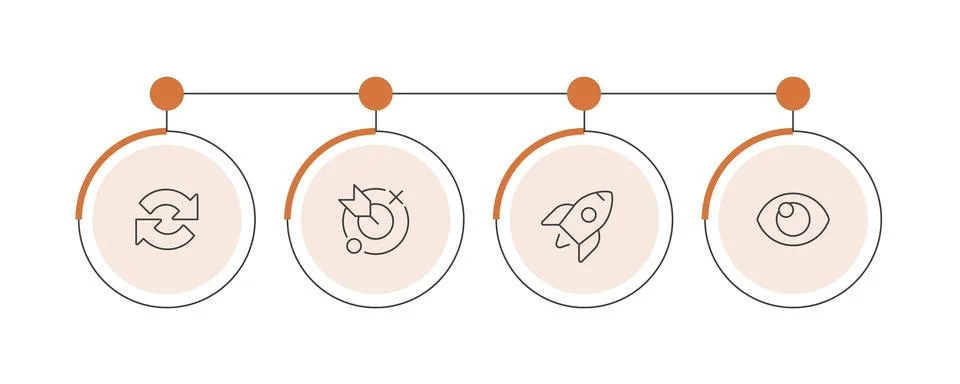 Horizontal linear timeline infographic 4 steps Illustrazione stock
