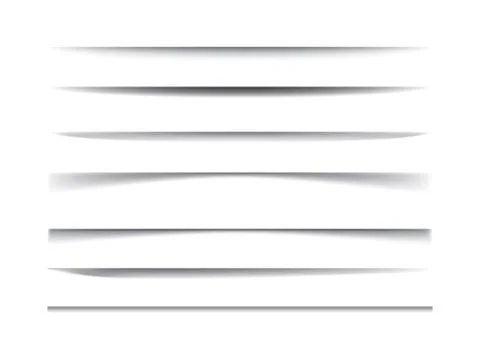 Horizontal lines black shadows vector realistic illustrations set Stock Illustration