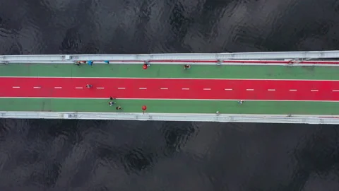 Horizontal lines compositin of dridge and river Stock-Footage 111337763