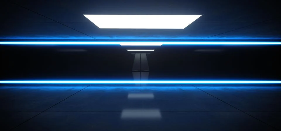 Horizontal Lines Neon Studio Construction Triangle Vibrant Sci Fi Tiled Stage Stock Illustration