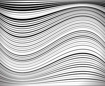 Horizontal lines / stripes pattern or background with wavy, curving distortio Stock Illustration