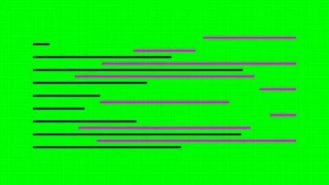 Horizontal lines of varying lengths arranged on a bright green grid backgroun Stock Footage 340266014
