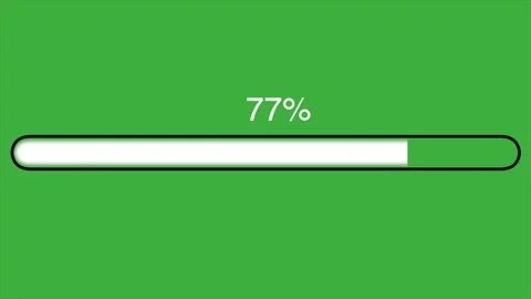 Horizontal loading bar animation counting from 0 to 100 percent on green screen Video stock 330850359