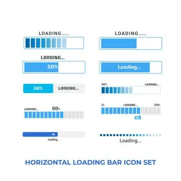 Horizontal loading bar icon set Illustrazione stock