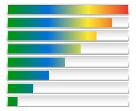Horizontal loading or progress bars with spectrum fill. Stock Illustration