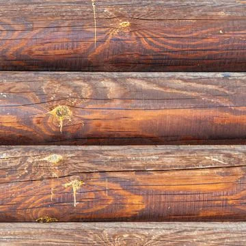 Horizontal Log wall texture Foto stock