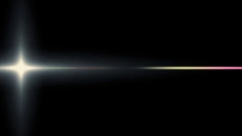 Horizontal lone blue star sun moving lights optical lens flares shiny animation Stock Footage 84966484