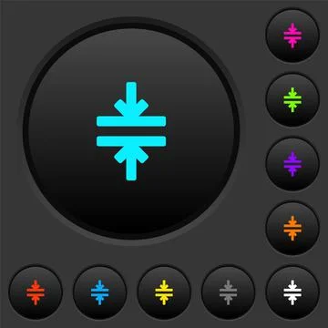 Horizontal merge tool dark push buttons with color icons 스톡 일러스트