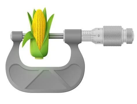 Horizontal micrometer measures ear of corn Stock Illustration