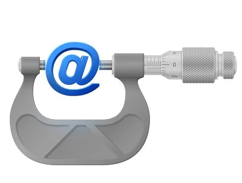 Horizontal micrometer measures mail symbol Stock Illustration