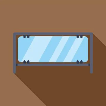 Horizontal mirror hanging on brown wall reflecting light blue sky Stock Illustration