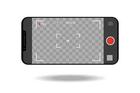 Horizontal Mobile phone with record frame camera. viewfinder template. 4k phone Stock Illustration