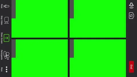 Horizontal mobile screen display of video meeting application layout. Four Stock Illustration
