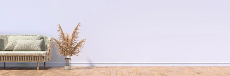 Horizontal mock up poster frames in modern interior Illustrazione stock