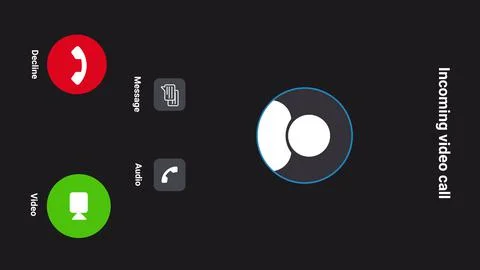 Horizontal mockup of video chat user interface with user icon on a black 스톡 일러스트