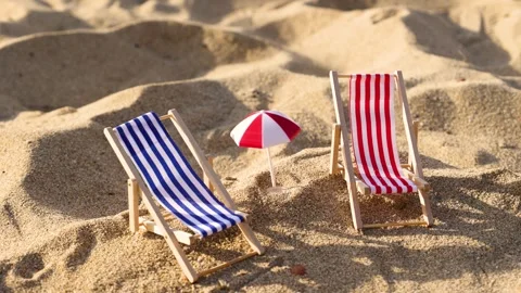 Horizontal movement of hammocks on the beach Stock Footage 287180360