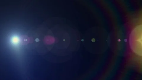 Horizontal moving lights optical lens flares shiny bokeh animation art Video stock 84640872
